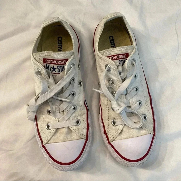 Converse | Chuck Taylor allstar low cut white sneakers kids size 13 - Picture 7 of 8